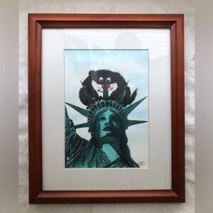 “Cat on the Statue of Liberty” Framed Print